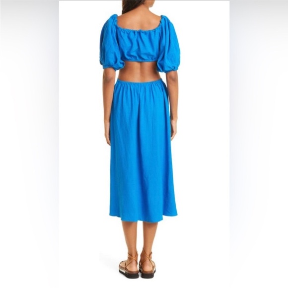 NWT Farm Rio Blue Linen Cut Out Dress Size S Retail $200 - Picture 2 of 8